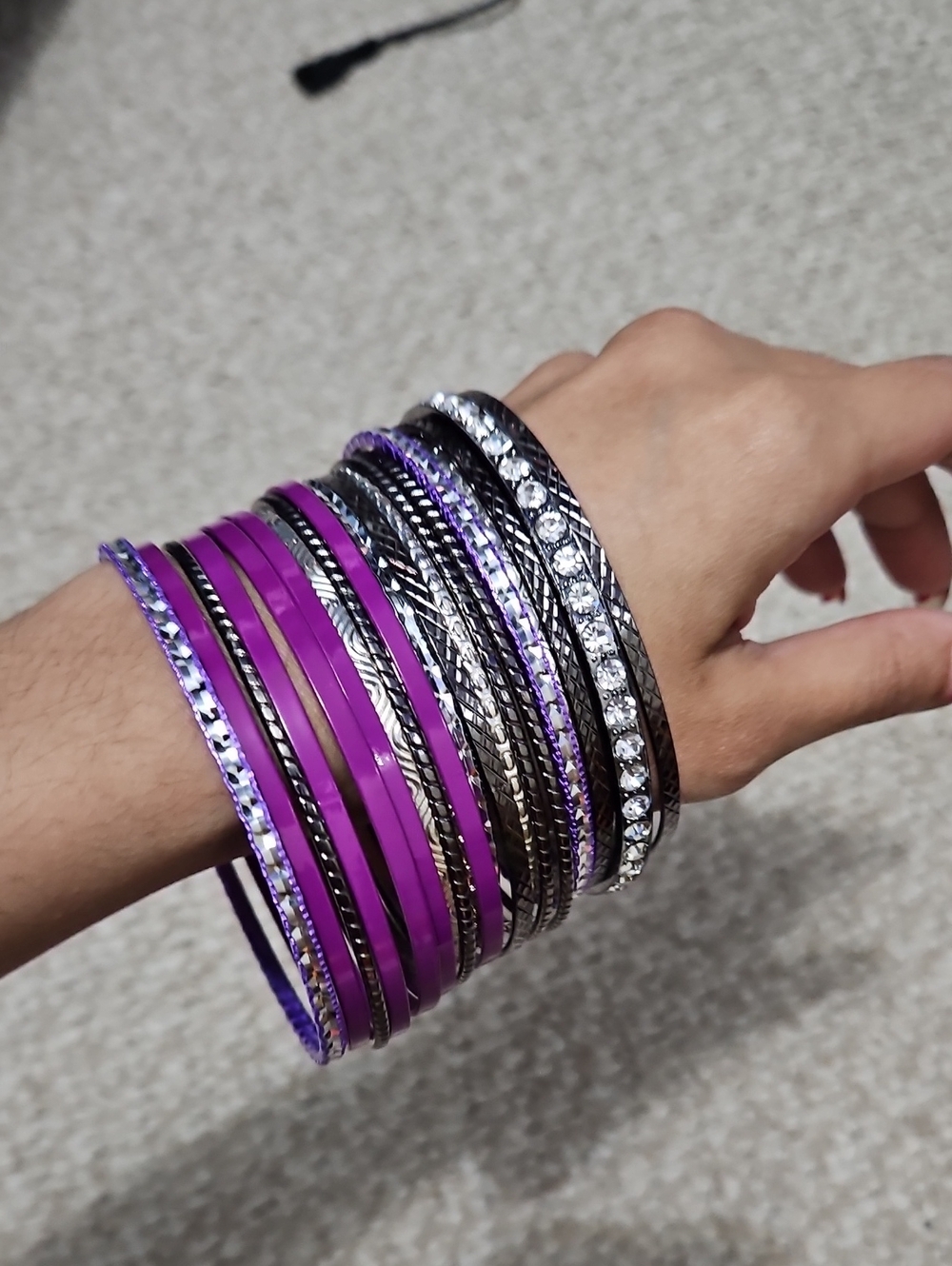 NWOT Purple and Silver Multi-Stack Bangle Set - Women Jewelry